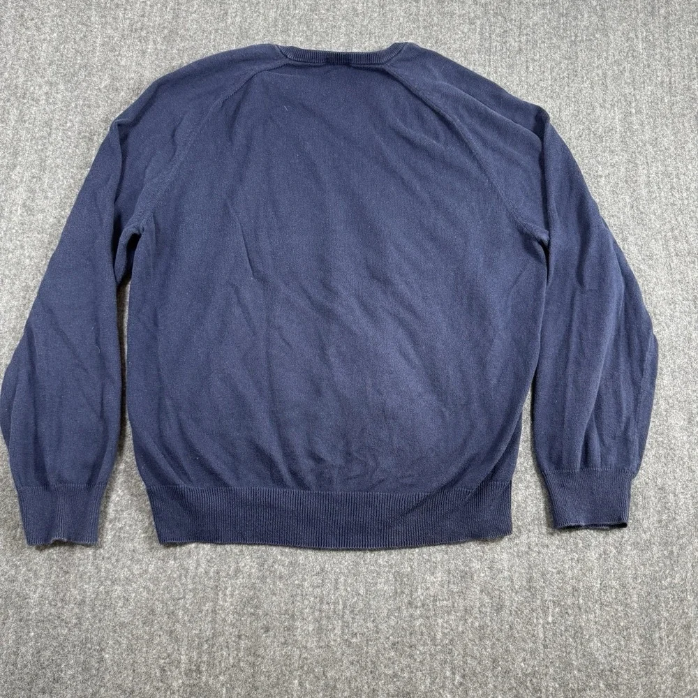 J.Crew Men's V-Neck Sweater Size M Navy Blue Cotton Cashmere Blend Knit